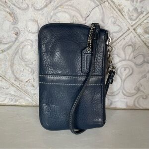 COACH- Navy Pebbled Leather Wristlet